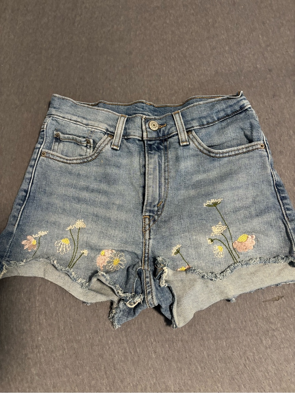 3 for $30- Levi's 501 Floral Embroidered Denim Women's Cutoff Shorts